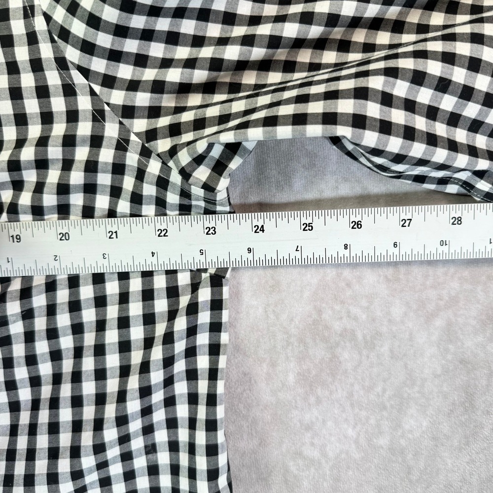 Chico's Button Down Shirt Women 3 Black White Gingham Striped Office Preppy - Picture 6 of 10